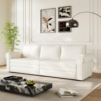 Canapé-lit Chesterfield 3-en-1 en similicuir, convertible multifonctionnel, prix d'usine