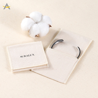 Auralux Sachet d'Emballage Personnalisé en Coton Biodégradable Bio pour Bijoux, Pochette à Rabat