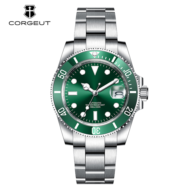 40mm Automatic 100m Sapphire Glass Sterile logo Men's Seiko Movement Nh35 Watch SUB Bezel Mechanical Custom logo Watch