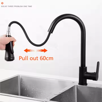 Robinet de cuisine à capteur monocommande en acier inoxydable gris anthracite, style classique moderne, avec douchette extractible à trois fonctions pour évier