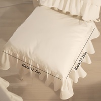 Housse de chaise de salle à manger en polyester crème à volants et nœud papillon, style américain, housse décorative