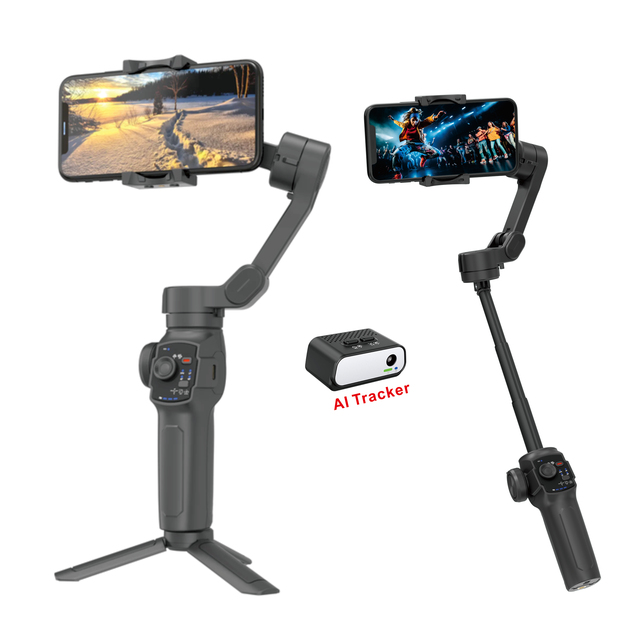 Factory Supply Foldable 3 Axis Cellphone Gimbal Stabilizer L9 with Built in Rod AI tracker LED Light for Vlog Selfie Live