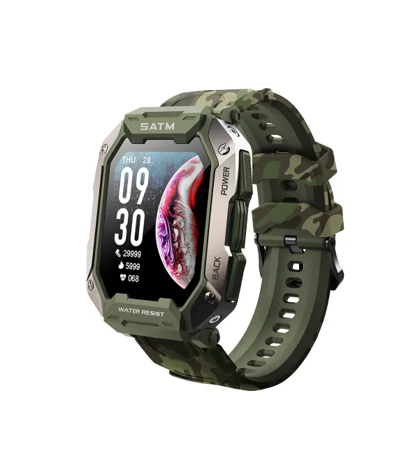 Reloj inteligente C20 para hombre, dispositivo resistente al agua 5ATM, con gran batería de 1,71 pulgadas, modos de deporte al aire libre, control del ritmo cardíaco, oferta