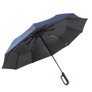 <span class=keywords><strong>Parapluie</strong></span> automatique d'affaires de <span class=keywords><strong>grande</strong></span> <span class=keywords><strong>taille</strong></span> pour hommes, pare-soleil à double usage avec boucle à double anneau, revêtement noir, design pliant - Product Image 5