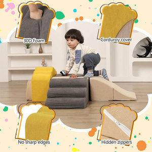 Structure de jeu intérieure en mousse pour bébé, forme géométrique, unisexe, jouet éducatif précoce avec toboggan et marches - Product Image 1