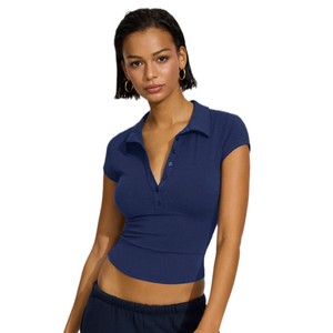 POLO col bouton femmes T-Shirts manches courtes moulant <span class=keywords><strong>sport</strong></span> haut court extensible t-<span class=keywords><strong>shirt</strong></span> Y2K - Product Image 4