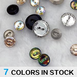 10mm phẳng Top đen đá quý nút 2-lỗ phẳng trở lại tinh thể áo len nút với Rhinestone trang trí mạ kỹ thuật - Product Image 3