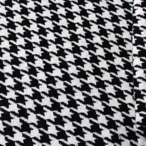 Hot Người Bán Siêu Mềm Giá Rẻ Bán Buôn Đen Trắng Houndstooth 50% <span class=keywords><strong>Polyester</strong></span> 50% Len 380gsm Vải Len Cho Áo Phù Hợp Với Váy - Product Image 1