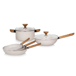 Sartén de aluminio prensado de alta calidad Rofee, mango de madera, nuevo estilo, sartén antiadherente - Product Image 6