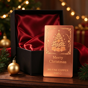 Plaque gravée en cuivre fin 999, 1000g, motif arbre de Noël - Product Image 3