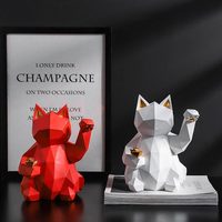 Statue de chat en résine personnalisé OEM, artisanal, fait à la main, Art abstrait, ornement de Maneki Neko, Art