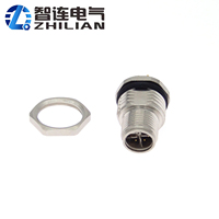 Connecteur ZLconnector circulaire M12 8 broches X-Code mâle, montage sur panneau arrière, type à souder, laiton plaqué or, étanche IP67