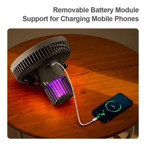 ไฟ LED สำหรับตั้งแคมป์กลางแจ้ง พัดลมตั้งโต๊ะแบบชาร์จไฟได้ด้วยแบตเตอรี่ USB พร้อมพาวเวอร์แบงค์ 8000mAh - Product Image 4