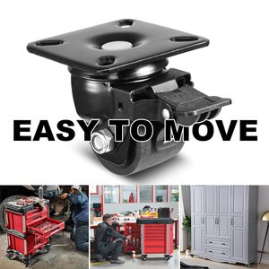 2-Zoll-Niedrigschwerpunkt-Lenkrolle 2200LBS Industrielle Schwerlast-Lenkrollen Schwarze Nylon-Lenkrolle mit Bremse für Geräte, Werkbank - Product Image 4