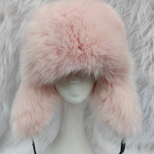 Fox Fur Hats 100% Fox Fur Earflap Hat  Winter Hat with Ear Flaps