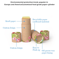 Caja de Cartón Redonda con Tapa Deslizante, Caja de Cartón con Logotipo Personalizado, Tubo Biodegradable para Desodorantes y Bálsamos Labiales, Venta al por Mayor