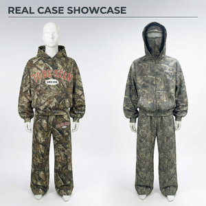 Sudadera con Capucha de Camuflaje para Hombre, Estilo Urbano, 480 Gsm, Impresión Personalizada DTG, Diseño Real Tree, Corte Holgado - Product Image 3