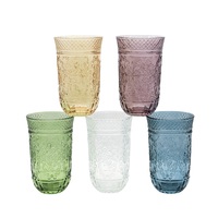 Gelas Air Rumah Tangga Gaya Retro Eropa, Gelas Bir, Gelas Whiskey Kristal Ringan, Motif Bunga, Aman untuk Mesin Cuci Piring