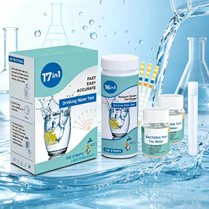 Bandes de test de la qualité de l'eau améliorées avec 17 paramètres |   Test de dureté, pH, chlore et 2 <span class=keywords><strong>tests</strong></span> de bactéries (E. coli) en 30 secondes - Product Image 1