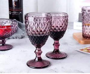 कस्टम सना ग्लास वाइन चश्मा मोटी गोलेट पानी कप विंटेज बीयर रस वाइन ग्लास कप डायमंड स्टड विंटेज गोलेट ग्लास