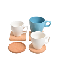 Sous-verre en bois massif réutilisable en noyer noir et hêtre pour tasses à thé et café, avec logo gravé sur mesure, 8,8x8,8cm 10x10cm