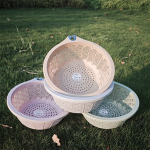 Draining Rack Round <b>Plastic</b> <b>Kitchen</b> Sink Basket With Hanging Hook For Fruits Vegetables Washing And Drainage - Product Image 2