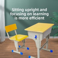 Ensemble bureau et chaise pour étudiant avec dossier ondulé, réglable en hauteur, vert, pour salle de classe, table d'étude ergonomique avec boîte à livres