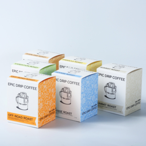 Boîte cadeau pour sachets de café, emballage en carton personnalisé avec logo, pelliculage mat, marquage à chaud, compostable FSC, OEM, faible MOQ - Product Image 1