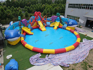 Parco acquatico a terra gonfiabile commerciale della terra Mobile con lo scivolo della piscina per gli adulti - Product Image 4