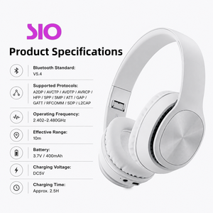 หูฟังไร้<span class=keywords><strong>สาย</strong></span> V5.4 แบบครอบหู ระยะ 10 เมตร แบตเตอรี่ 400mAh ชาร์จได้ ช่องเสียบ Type C และ <span class=keywords><strong>Aux</strong></span> in <span class=keywords><strong>สาย</strong></span>สัญญาณเสียง สำหรับใช้ในบ้าน สำนักงาน และการเดินทาง - Product Image 5