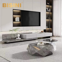Table basse lumineuse de luxe meuble TV combinaison panneau rock léger petit plat escamotable simple maison salon avec tiroir