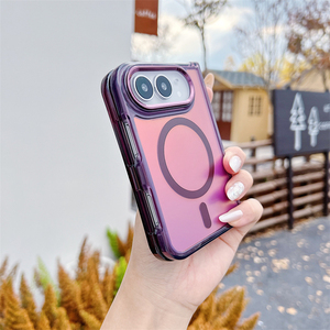 เคสโทรศัพท์แบบแข็งสีไล่ระดับโปร่งแสงสำหรับไอโฟน ดูโอ้ฝาครอบกันกระแทกแม่เหล็กสำหรับการชาร์จแบบไร้สายสำหรับไอโฟน ดูโอ้ - Product Image 3