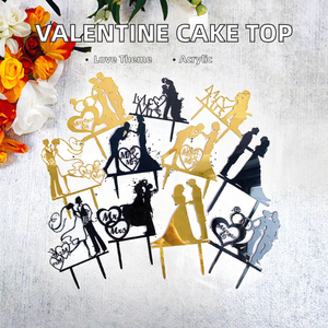 Decoración para Pasteles <span class=keywords><strong>de</strong></span> Bodas al por Mayor, Decoración para Pasteles <span class=keywords><strong>de</strong></span> Parejas Casadas, Adornos para Pasteles <span class=keywords><strong>de</strong></span> Acrílico Dorado y Negro con la Leyenda 'Mr.' y 'Mrs.' - Product Image 2