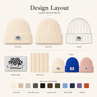 Gorro de Punto Liso para Invierno, Gorros con Etiqueta Tejida Personalizada de Marca Propia