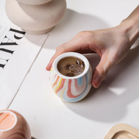 Oman arabe logo personnalisé couleur émaillée 110ml argile saoudienne Cawa tasse à thé sans poignée en céramique expresso tasse à café