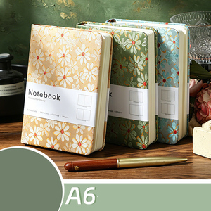 Cuaderno de Tapa Dura con Bordado de <span class=keywords><strong>Flores</strong></span> y Árboles en Lino Vintage Retro para Estudiantes, Grueso, A6, Personalizable - Product Image 1