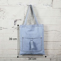 Qetesh Casual Blue Denim Jean Sac fourre-tout personnalisé à la mode multi-poches grande capacité Sac à bandoulière pour les étudiants