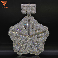 Pendentif Lettre Initiale Personnalisée Moissanite Iced Out en Argent Sterling 925 Plaqué Or, Breloque Collier Plaque Nom Style Hip Hop Baguette