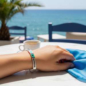 Bracciale blu in acciaio inossidabile placcato oro 6mm di larghezza bracciale blu braccialetti - Product Image 3