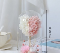 Rose éternelle et Hortensia sous cloche en verre – Coffret cadeau pour la Saint-Valentin, la Fête des Mères, la remise des diplômes – Décoration longue durée 3-5 ans