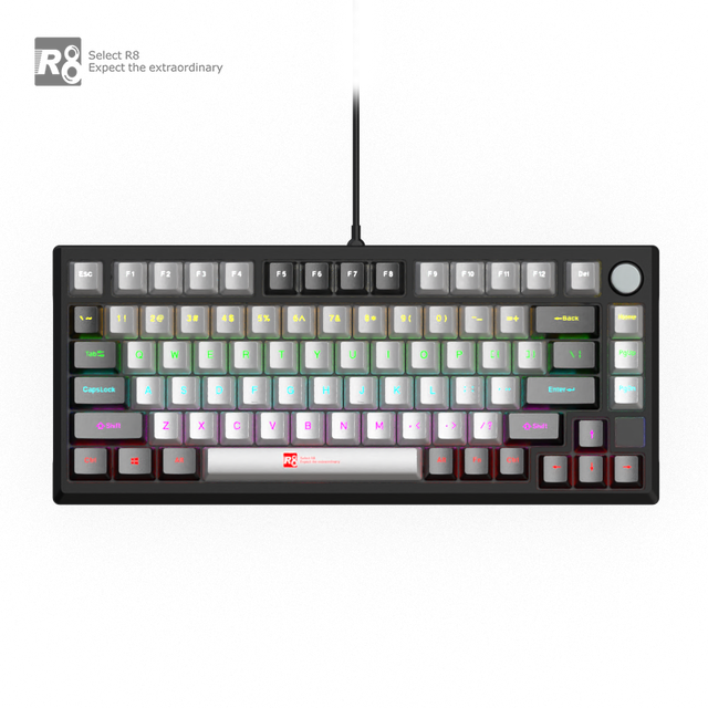 Factory 82 Keys Hot Swappable Blue Switch Custom Keycap Computer Gaming USB Wired RGB Light Led Mechanical Keyboard With Knob