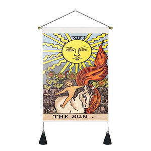 35*50cm <span class=keywords><strong>Tarot</strong></span> karte Phase Quaste Wandteppich Vintage Mysterious Bohemian Moon Sieben Chakra Tier Stoff Benutzer definierte Wandteppich - Product Image 5