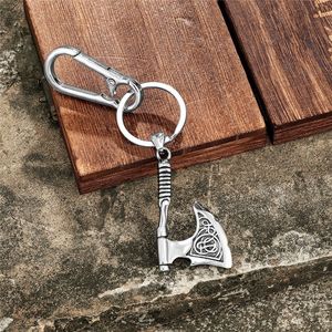 Viking Axe <b>Keychain</b> Stainless Steel Engraved Pendant Metal Keyring Gift Accessory Unisex - Product Image 3