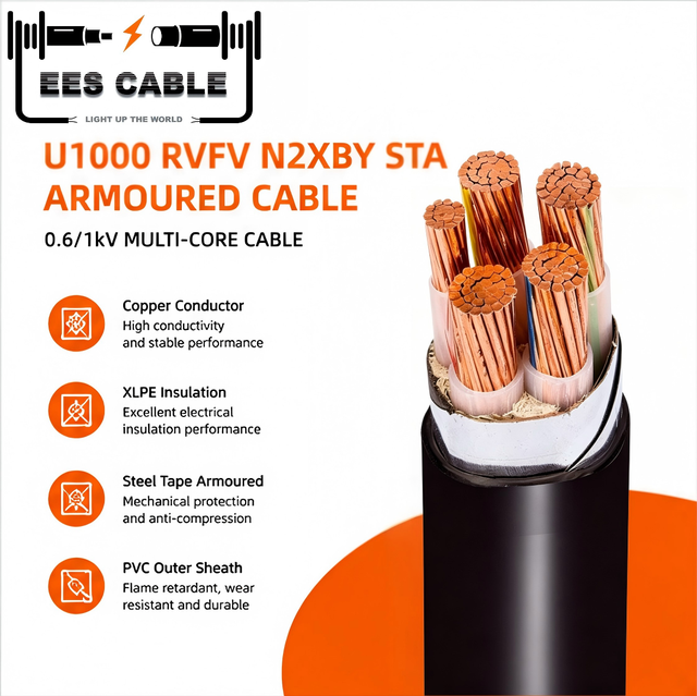 N2XBY RVFV STA 5x25 Double Galvanized Steel Tape Armoured Cable Copper XLPE Cable YJV22 Multi Core