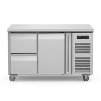 Table de préparation de cuisine professionnelle en acier inoxydable avec 2 à 6 tiroirs, réfrigérateur sous comptoir ventilé à montage latéral, numérique