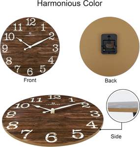 Horloge murale en quartz style ferme, 24 pouces, grande horloge murale rustique en bois, décoration écologique pour salon, chambre, <span class=keywords><strong>cuisine</strong></span> - Product Image 4