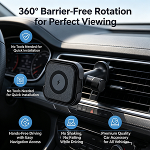 <span class=keywords><strong>Soporte</strong></span> Magnético Inalámbrico para Teléfono de <span class=keywords><strong>Coche</strong></span> con Rotación 360° para Rejilla de Ventilación, Carga Rápida de 15W para iPhone, Compatible con Todas las Rejillas de Ventilación Irregulares - Product Image 6