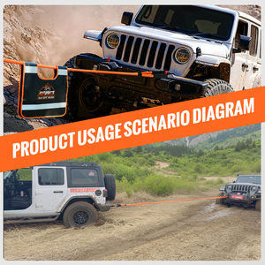 Corde de récupération cinétique robuste 48000 LBS avec sac de transport pour remorquage tout-terrain 4x4, sangle de récupération en nylon double tressé 1x30 pieds - Product Image 6