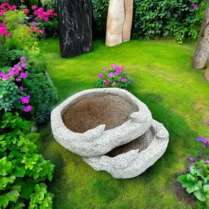 حمام للطيور بتصميم من حجر الجرانيت الطبيعي وحجر منحوت يدويًا