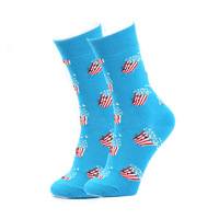 Chaussettes en coton à motif de bière et de pop-corn, amusantes et originales, pour un usage quotidien décontracté, pour femmes